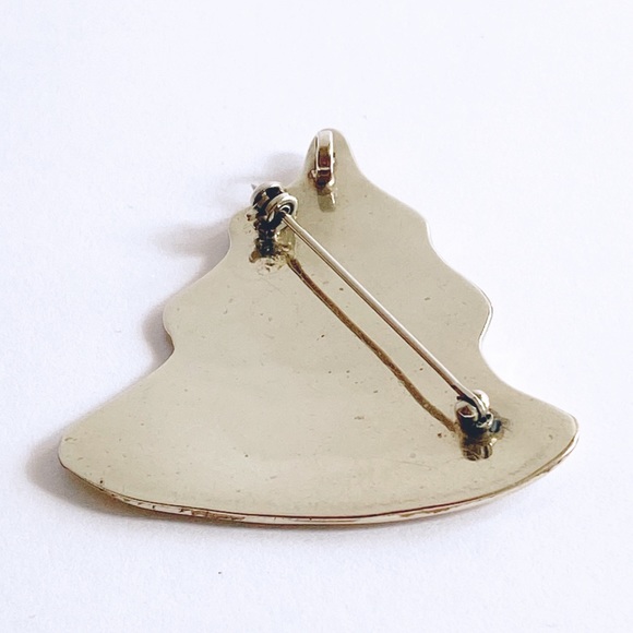 Christmas Tree Brooch/Pendant Alpaca Mexico Silver Enamel Vintage - Picture 4 of 6